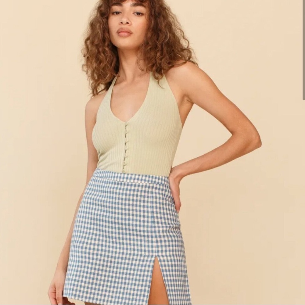 Reformation green checkered gingham Skirt